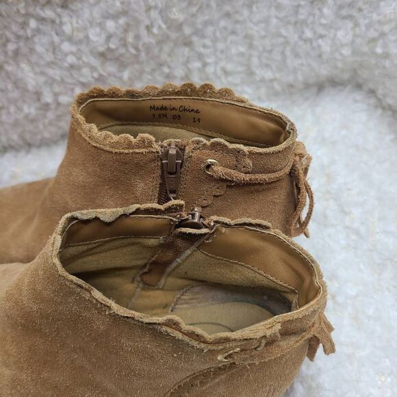 Jack Rogers Charlotte Tan Suede Leather Ankle Boots sz 7.5‎ - Picture 4 of 10